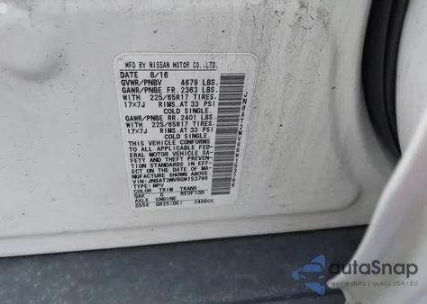 2016 Nissan Rogue S/Sl/Sv z USA, uszkodzony, nr VIN JN8AT2MV8GW153766